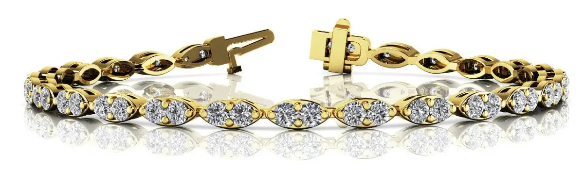 Marquise Diamond Tennis Bracelet with Bezel Setting and Four-Prong Clasp White gold