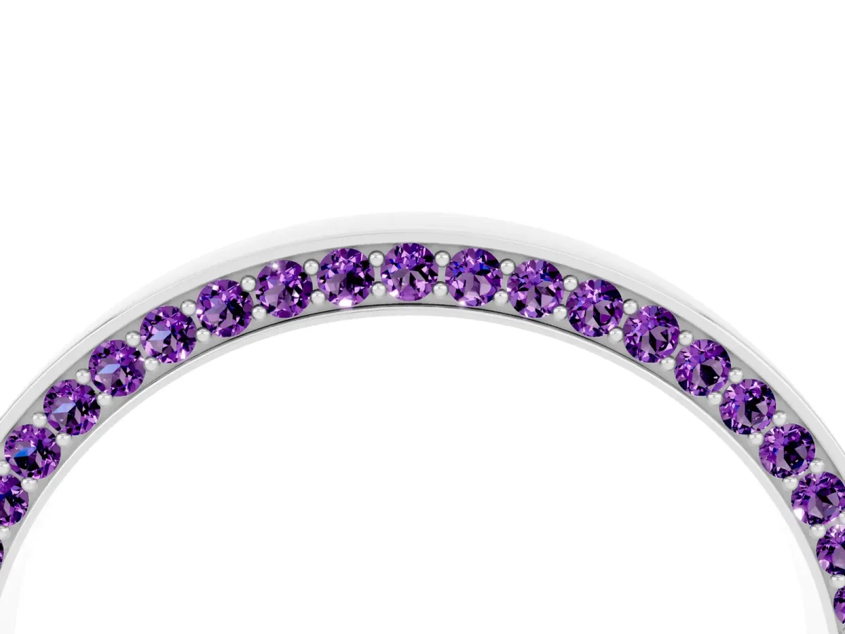 Pavé Round Amethyst Channel Set Band Platinum