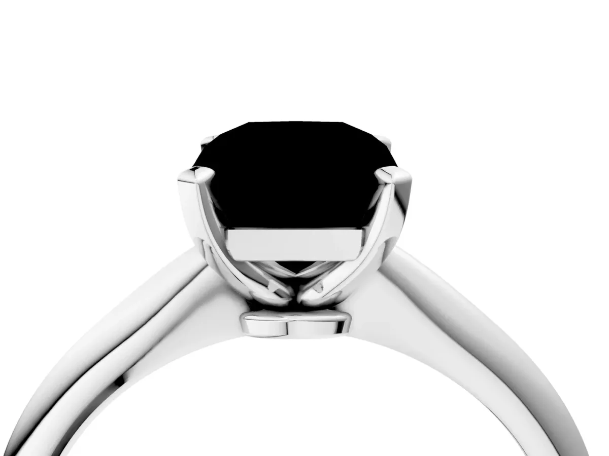 Fancy Yellow Radiant Cut Diamond Solitaire Engagement Ring with Classic Band and Four-Prong Setting Silver