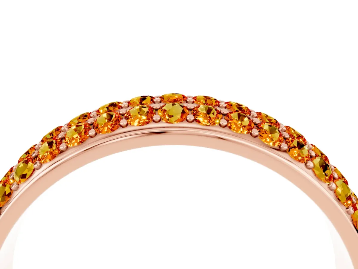 Three-Row Round Citrine Eternity Band with Shared Prong Setting Rose gold