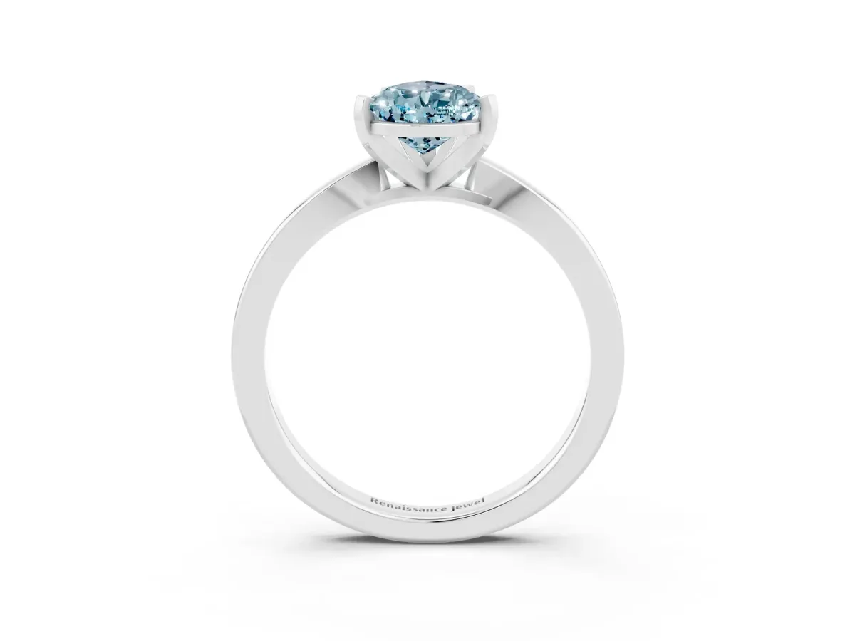 Pear Cut Aquamarine Solitaire Engagement Ring with Classic Band and Four-Prong Setting Silver