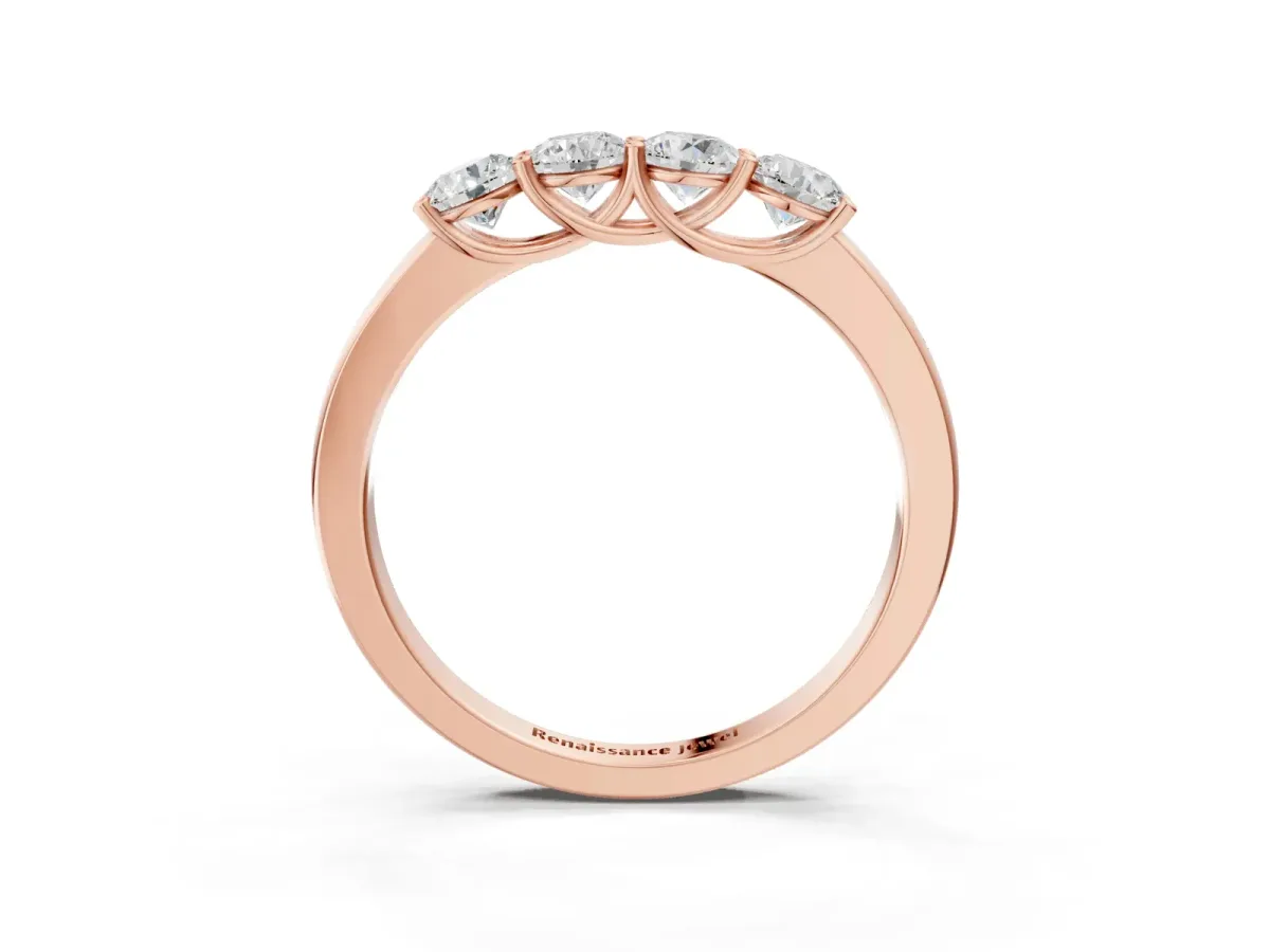Four-Stone Round Diamond Prong-Set Band Rose gold