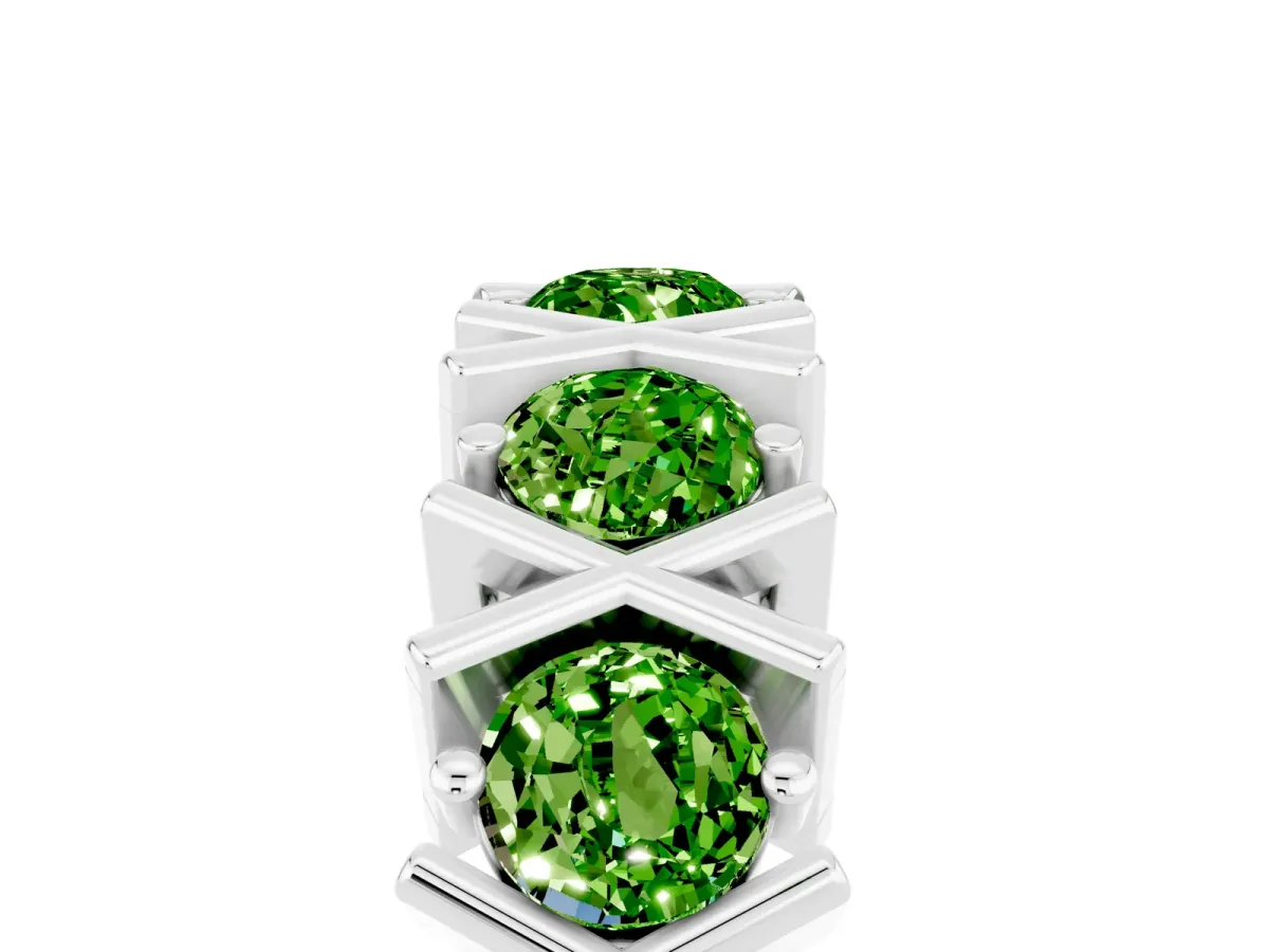 Round Peridot Channel Set Band with X-Prong Detail Platinum