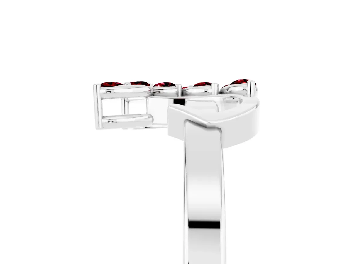 Marquise Garnet Cluster Bypass Ring with Prong Setting White gold
