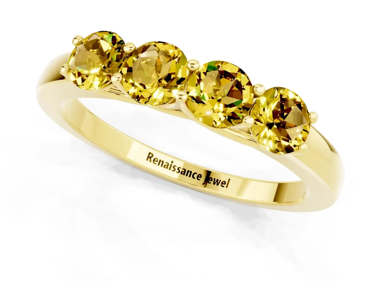 Four-Stone Round Yellow Sapphire Prong-Set Band Yellow gold