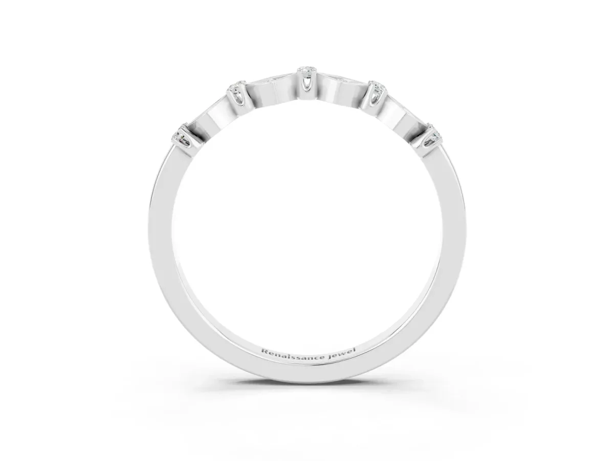 Pavé Cushion Moissanite Cluster Eternity Band with Prong Setting Silver