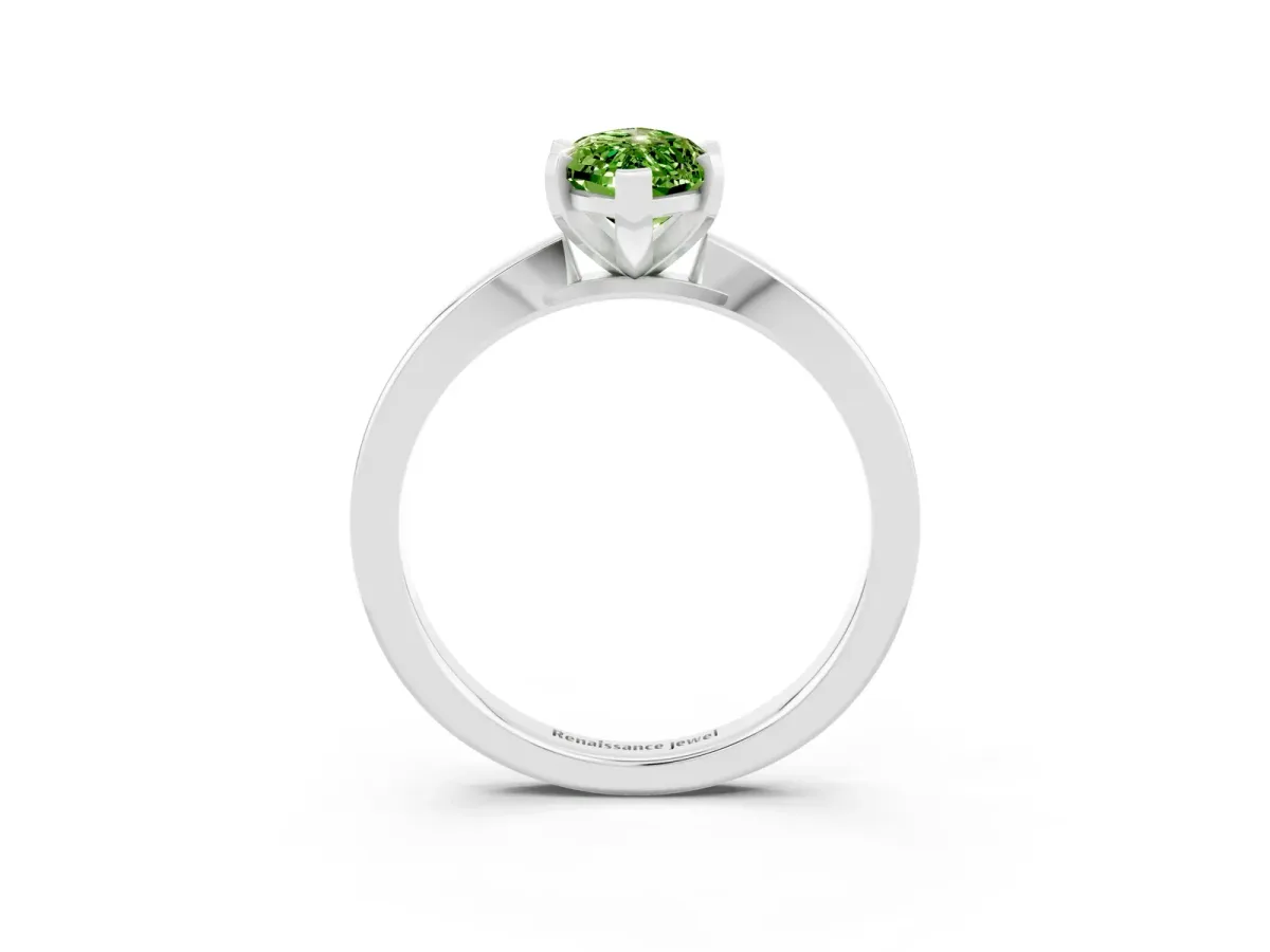 Marquise Cut Peridot Solitaire Engagement Ring with Classic Band and Four-Prong Setting Platinum