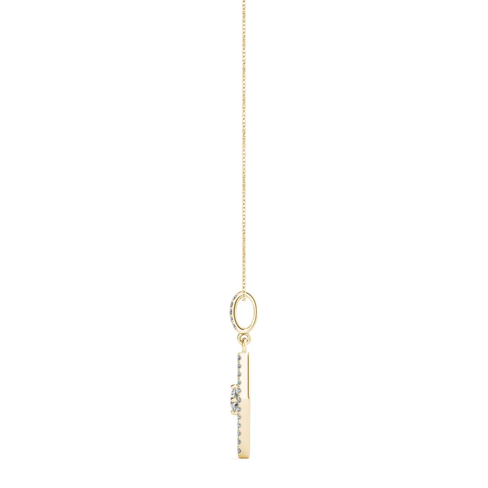Round Cut Diamond Pavé Marquise Pendant Yellow gold
