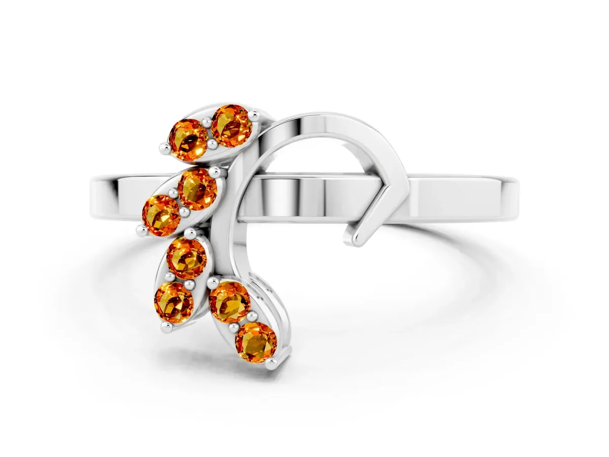 Marquise Citrine Cluster Bypass Ring with Prong Setting Silver