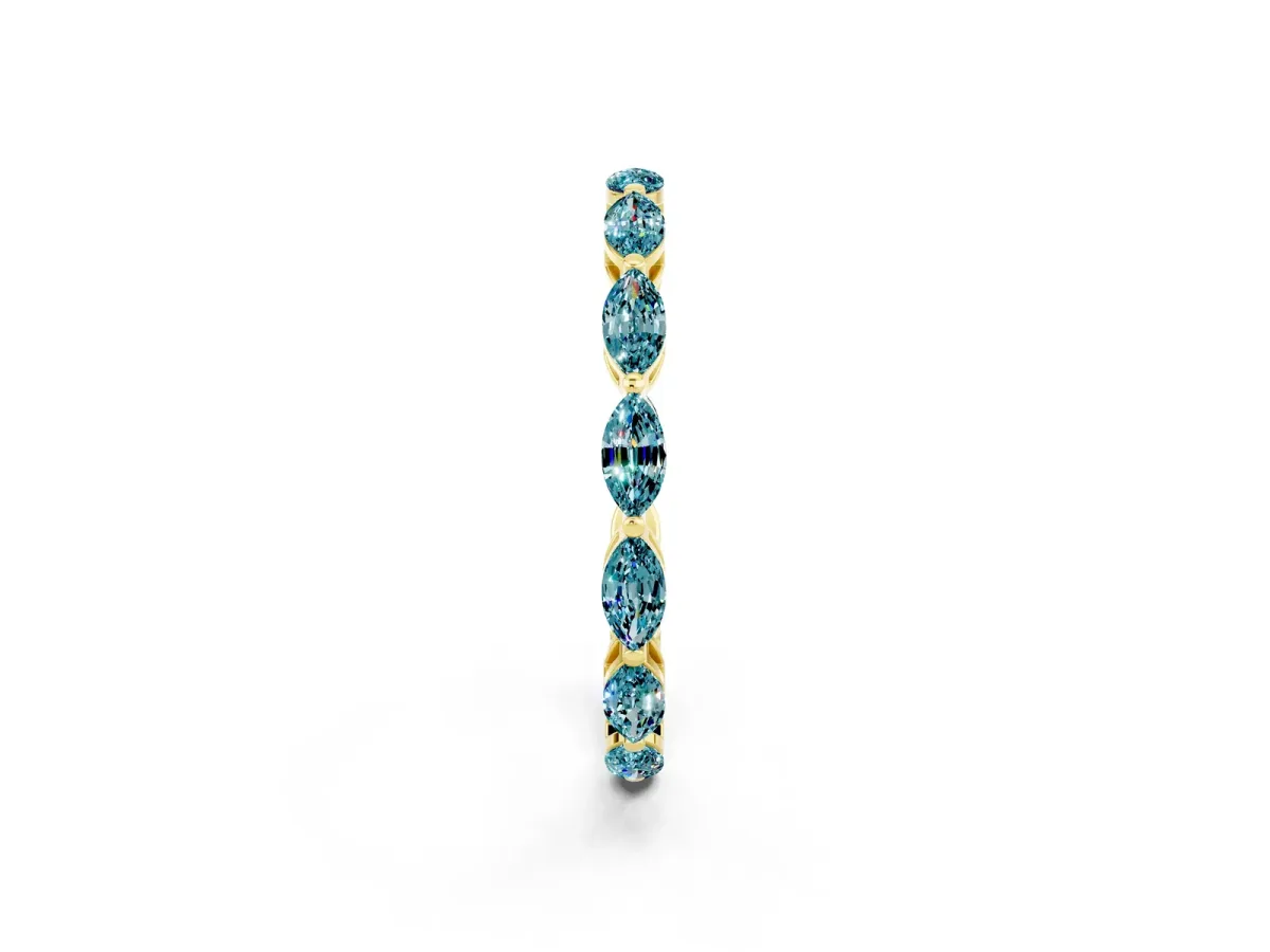 Marquise Blue Topaz Eternity Band with U-Prong Setting Yellow gold
