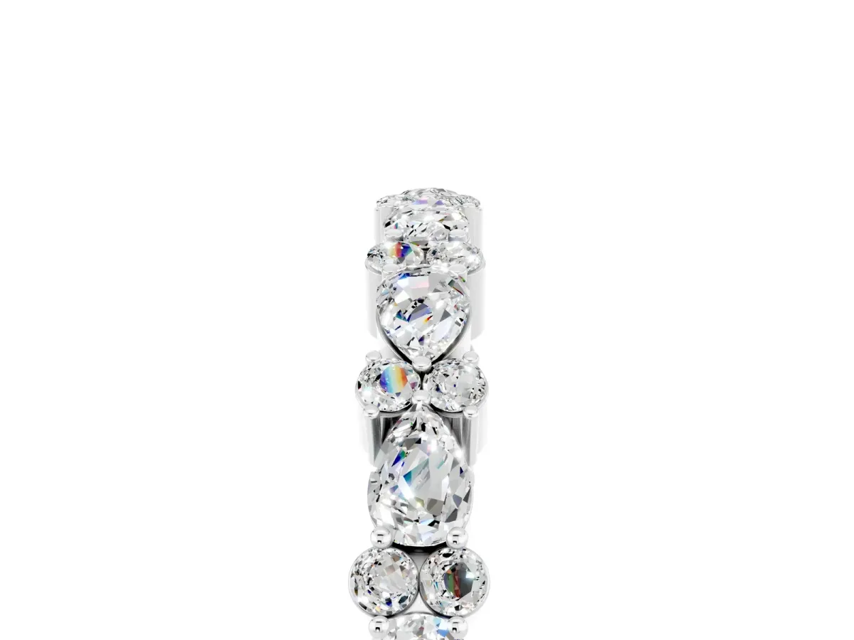 Pear and Round Moissanite Wedding Band White gold