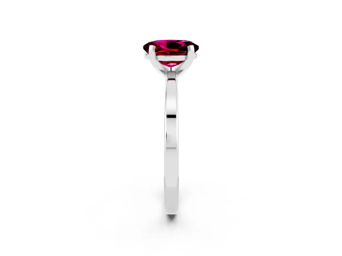 Oval Cut Garnet Solitaire Engagement Ring with Classic Band and Four-Prong Setting White gold