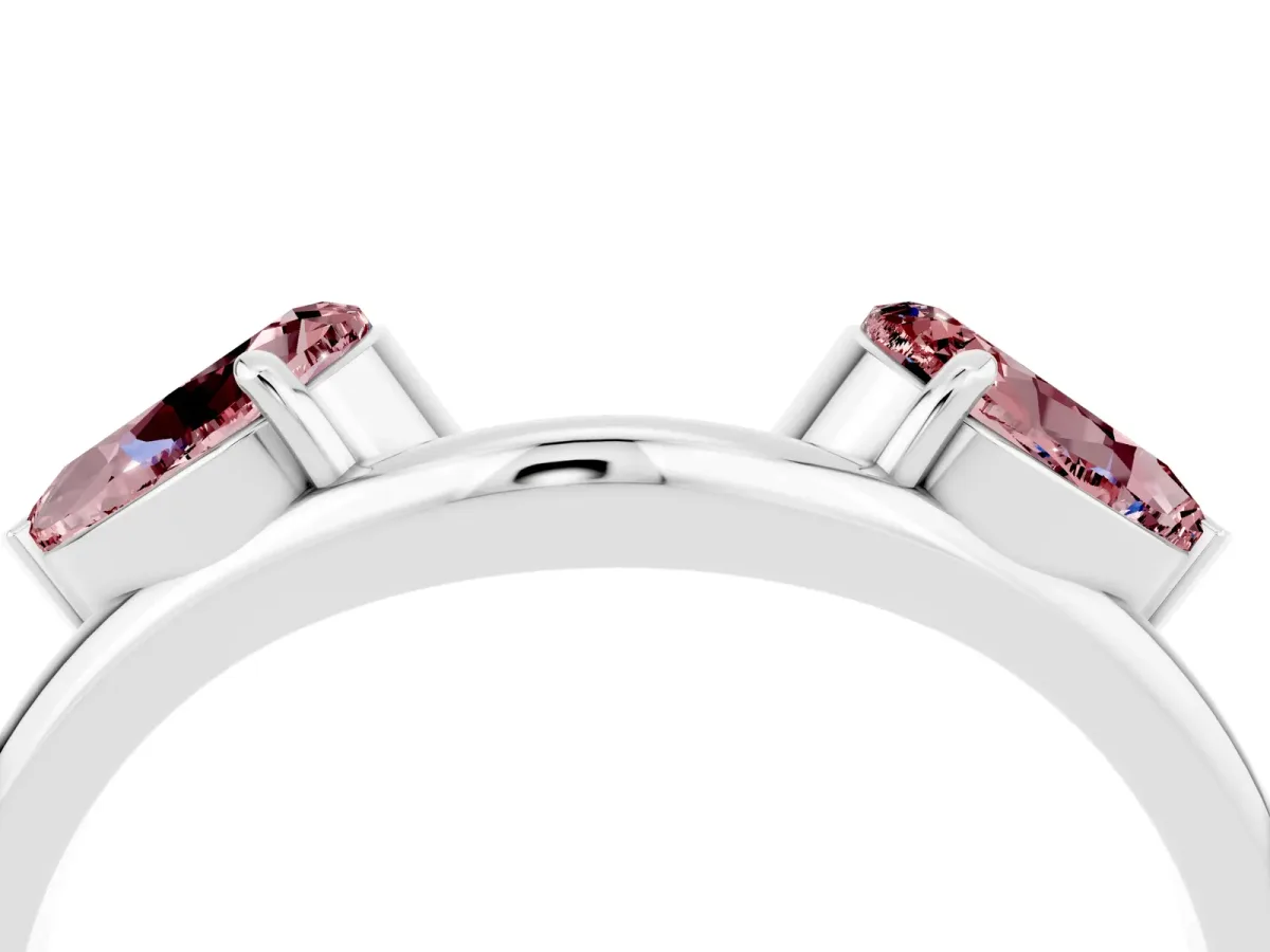 Two-Stone Pear Morganite Bypass Ring with Prong Setting Platinum
