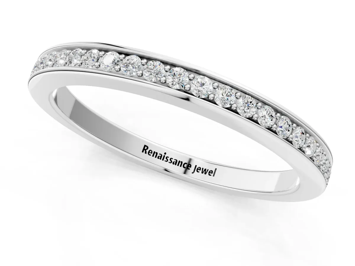 Round Diamond Pavé Set Eternity Band with Channel Setting Silver