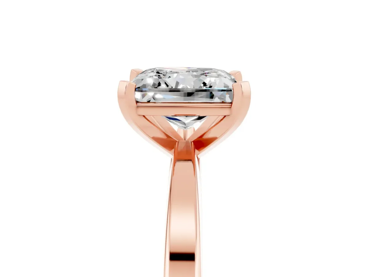 Princess Cut Moissanite Solitaire Engagement Ring with Classic Band and Four-Prong Setting Rose gold