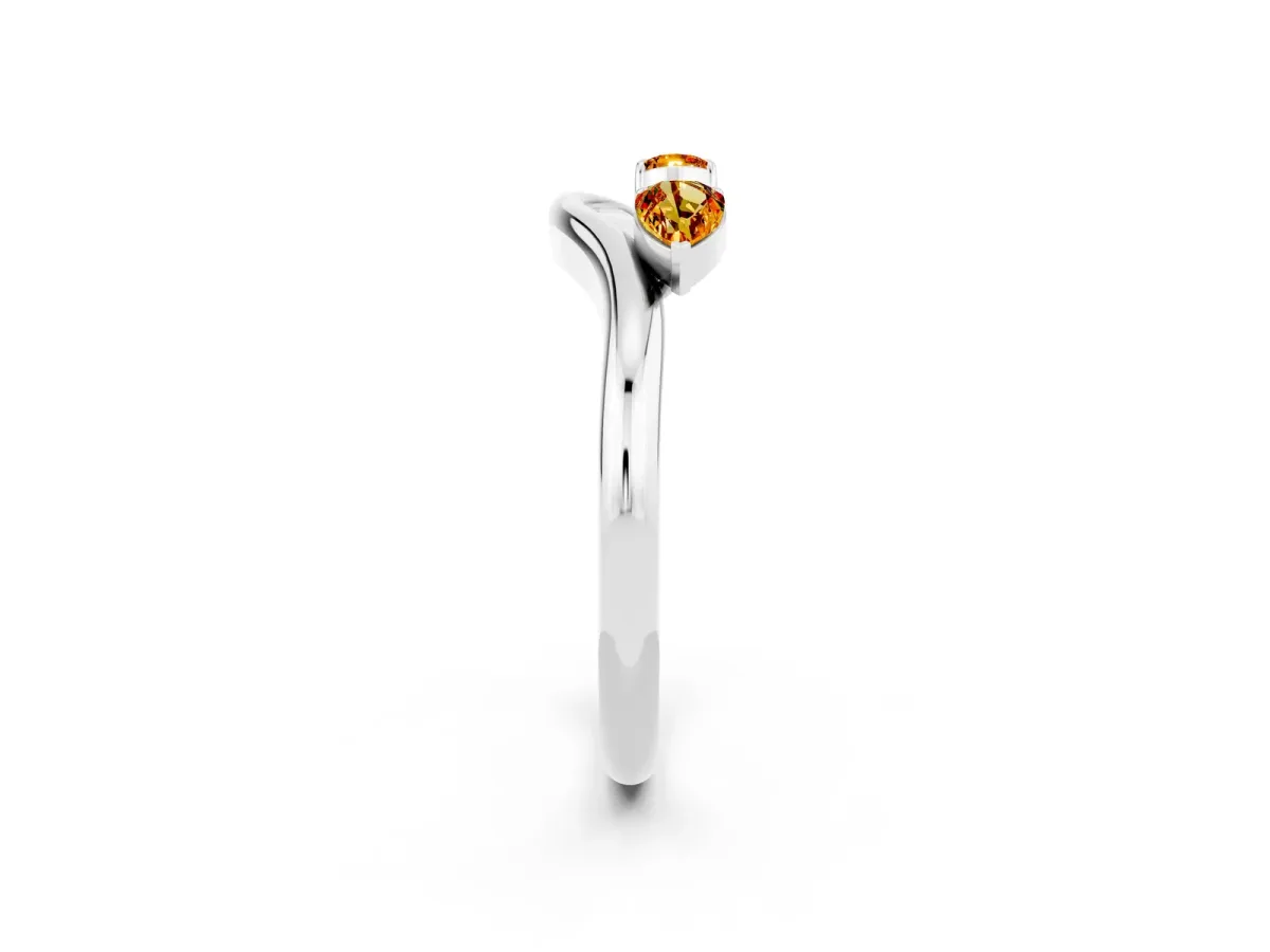 Pear Cut Citrine Two-Stone Open Band Ring with Prong Setting Silver
