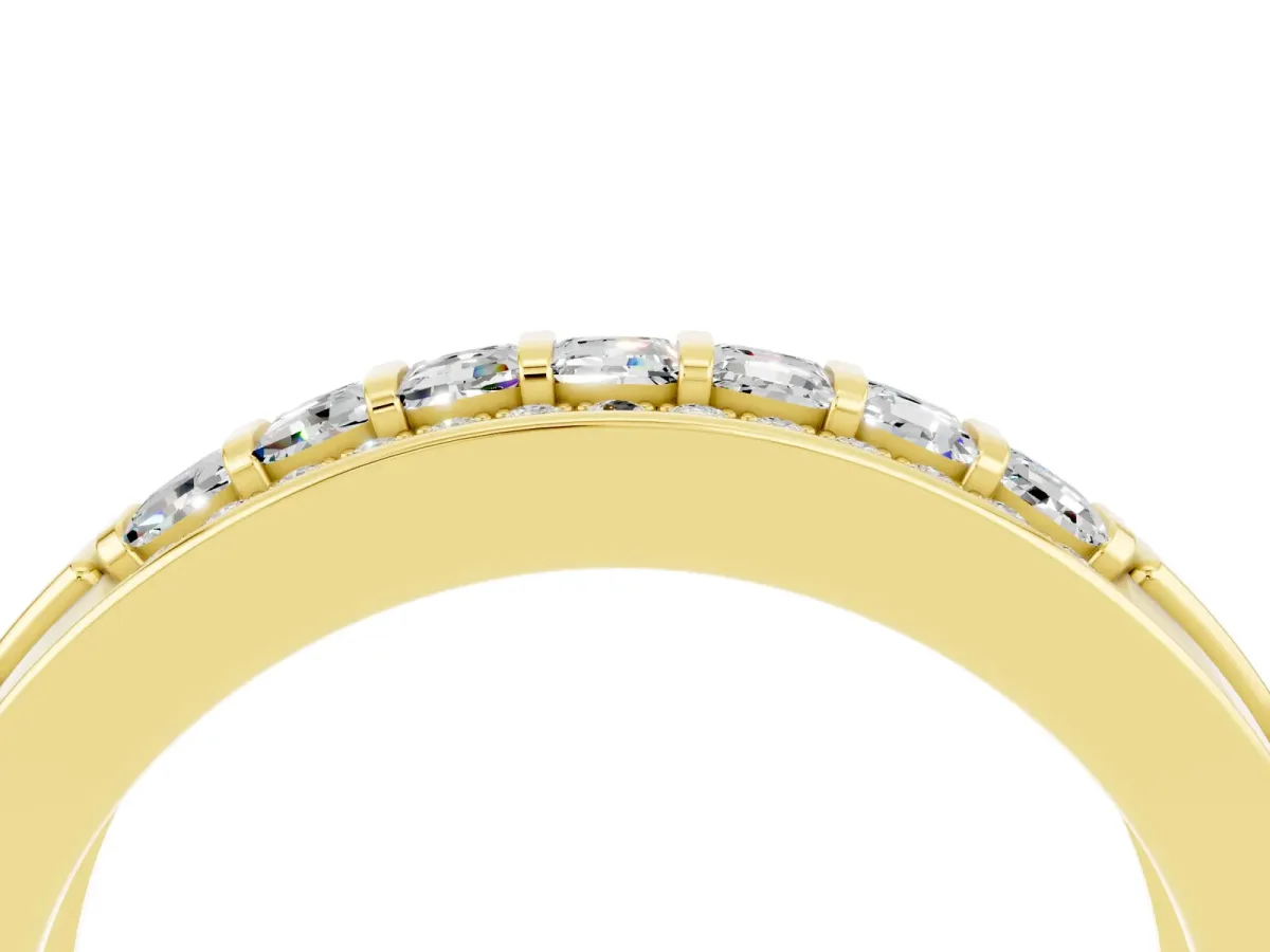 Bar-Set Princess Cut Moissanite Pavé Band Yellow gold