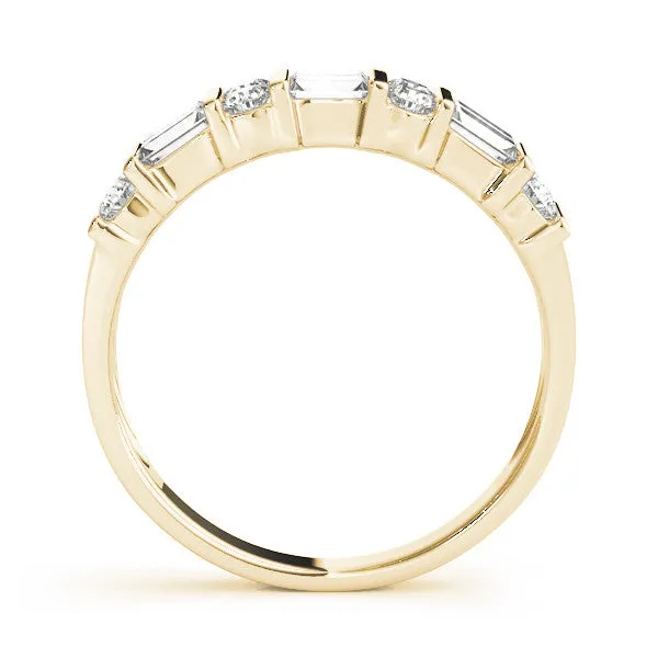 Channel Set Baguette and Round Diamond Eternity Band Yellow gold