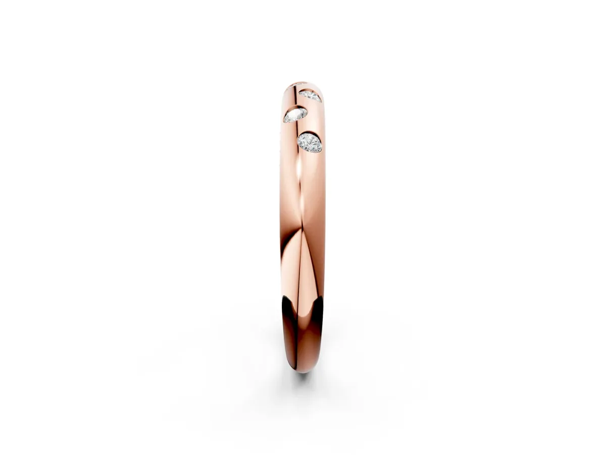 Round Diamond Flush-Set Comfort Fit Band Rose gold