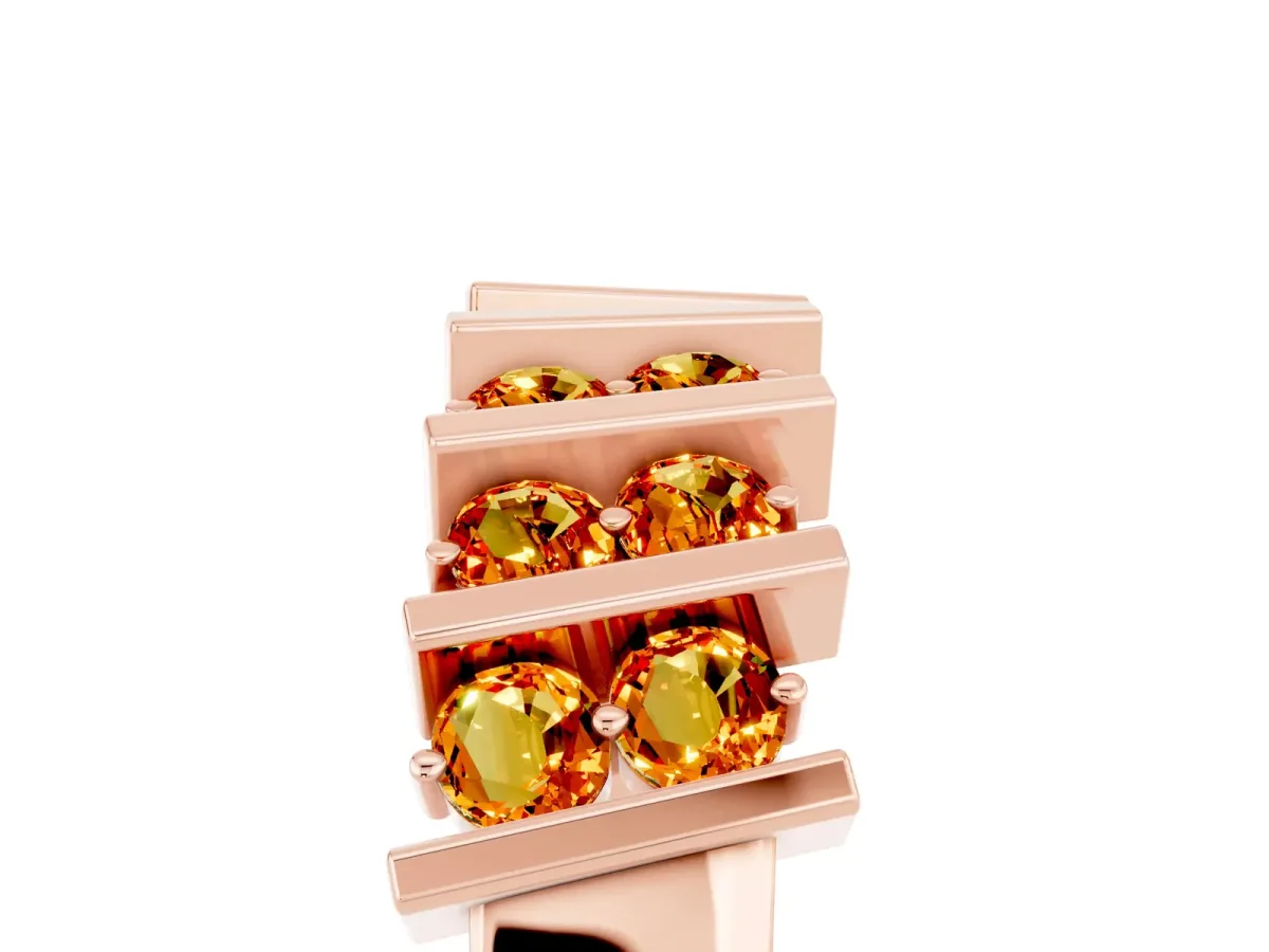 Channel Set Round Citrine Anniversary Band with Vertical Prongs Rose gold