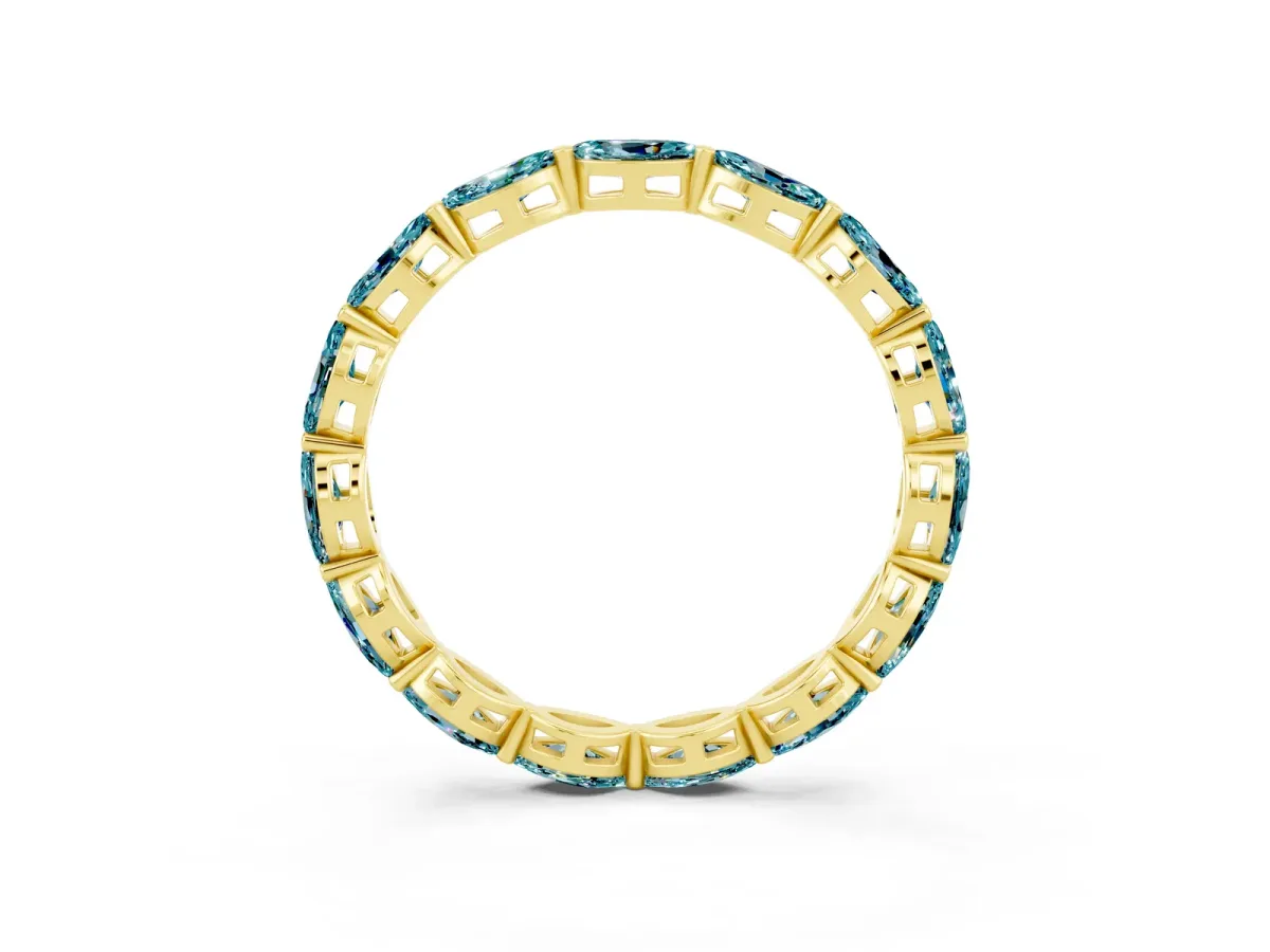 Marquise Blue Topaz Eternity Band with U-Prong Setting Yellow gold