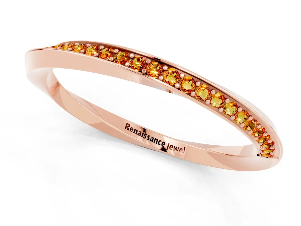 Pavé Round Citrine Twist Band Rose gold