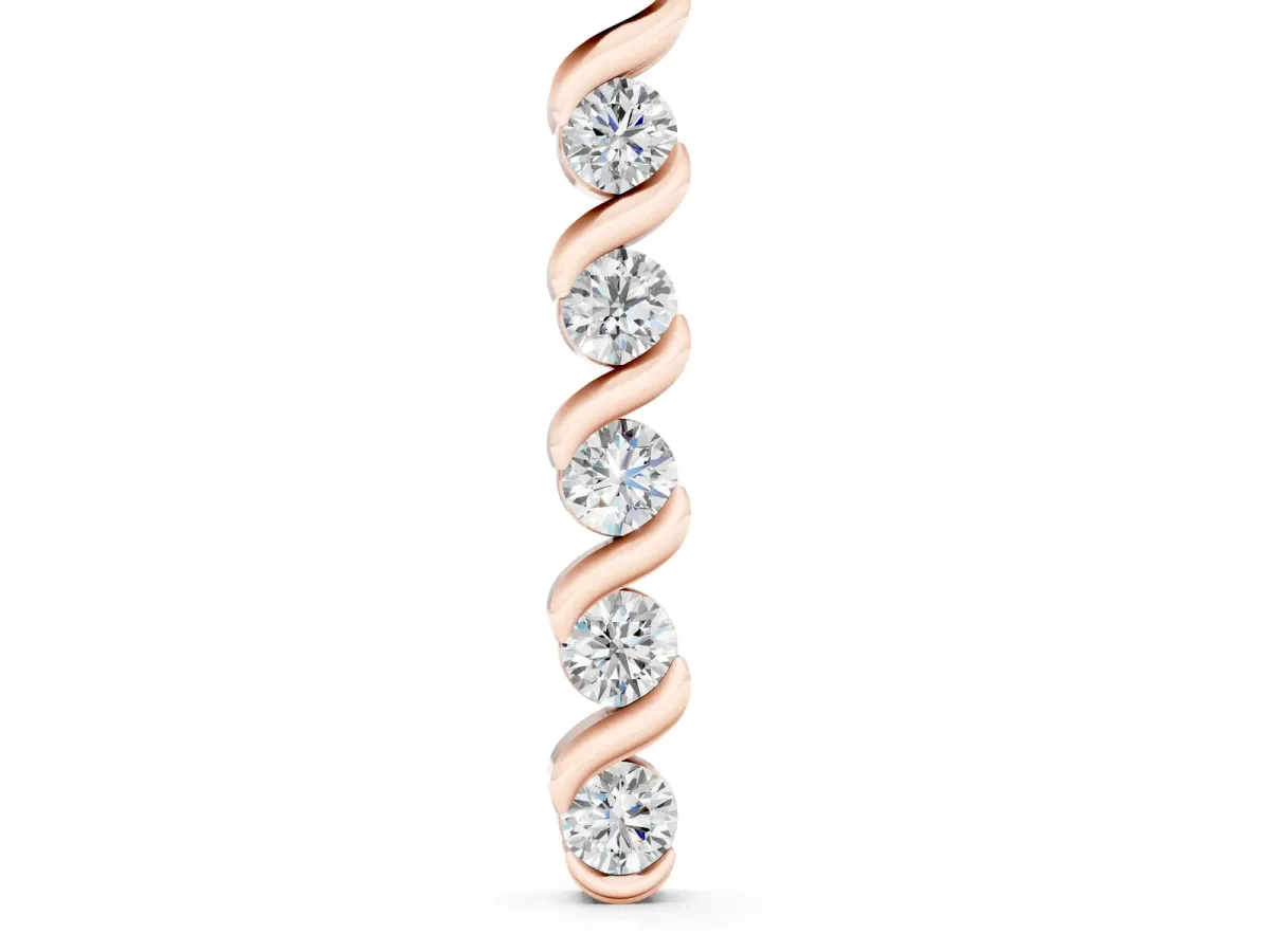 Round Diamond Spiral Prong Pendant Rose gold