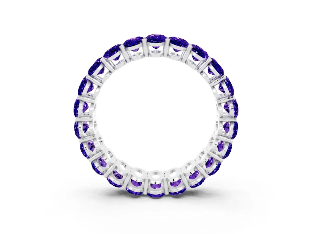 Oval Cut Tanzanite Eternity Band with Shared Prong Setting White gold