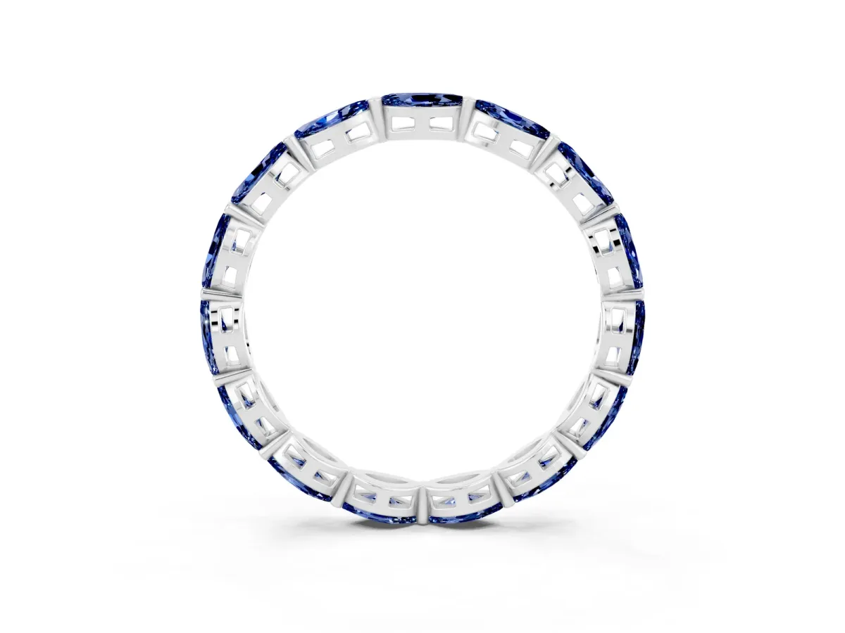 Marquise Blue Sapphire Eternity Band with U-Prong Setting White gold