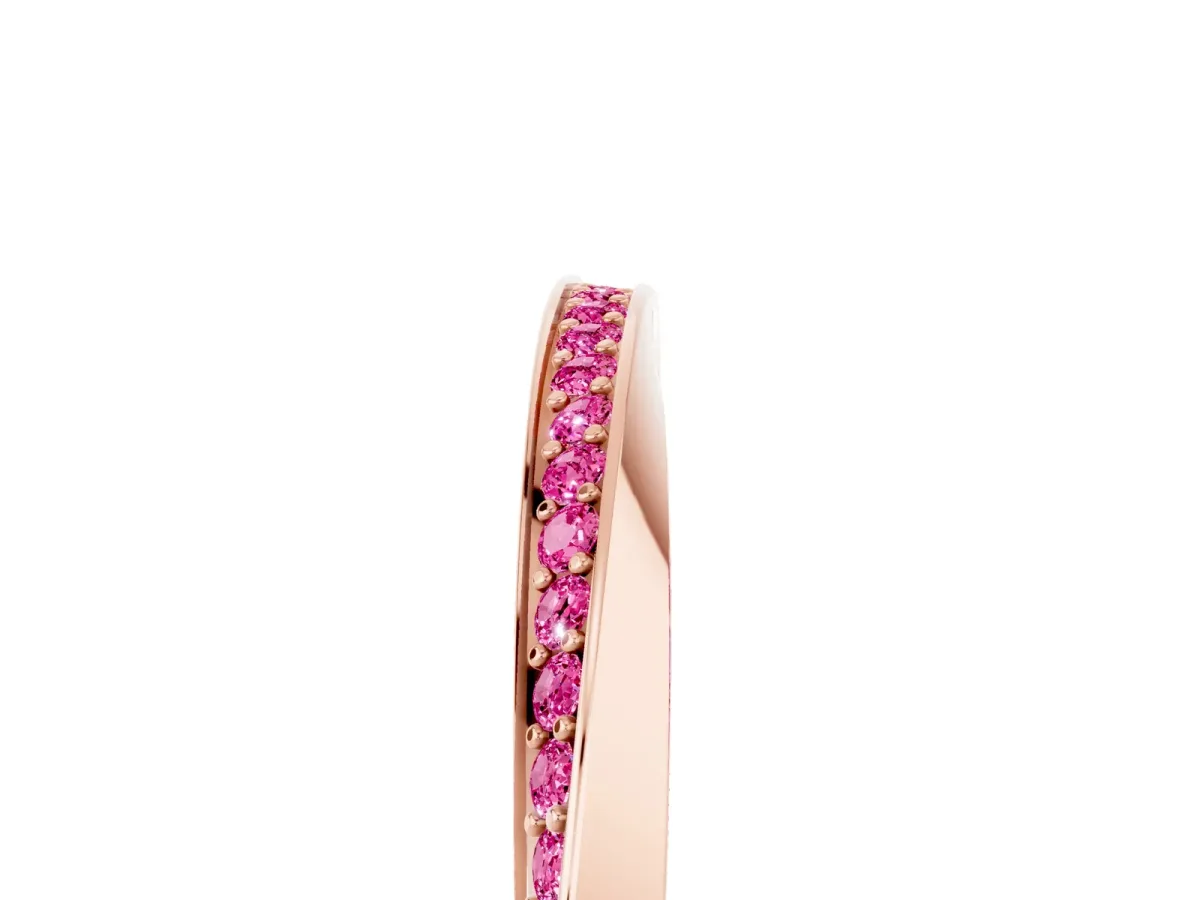 Pavé Round Pink Sapphire Twist Band Rose gold