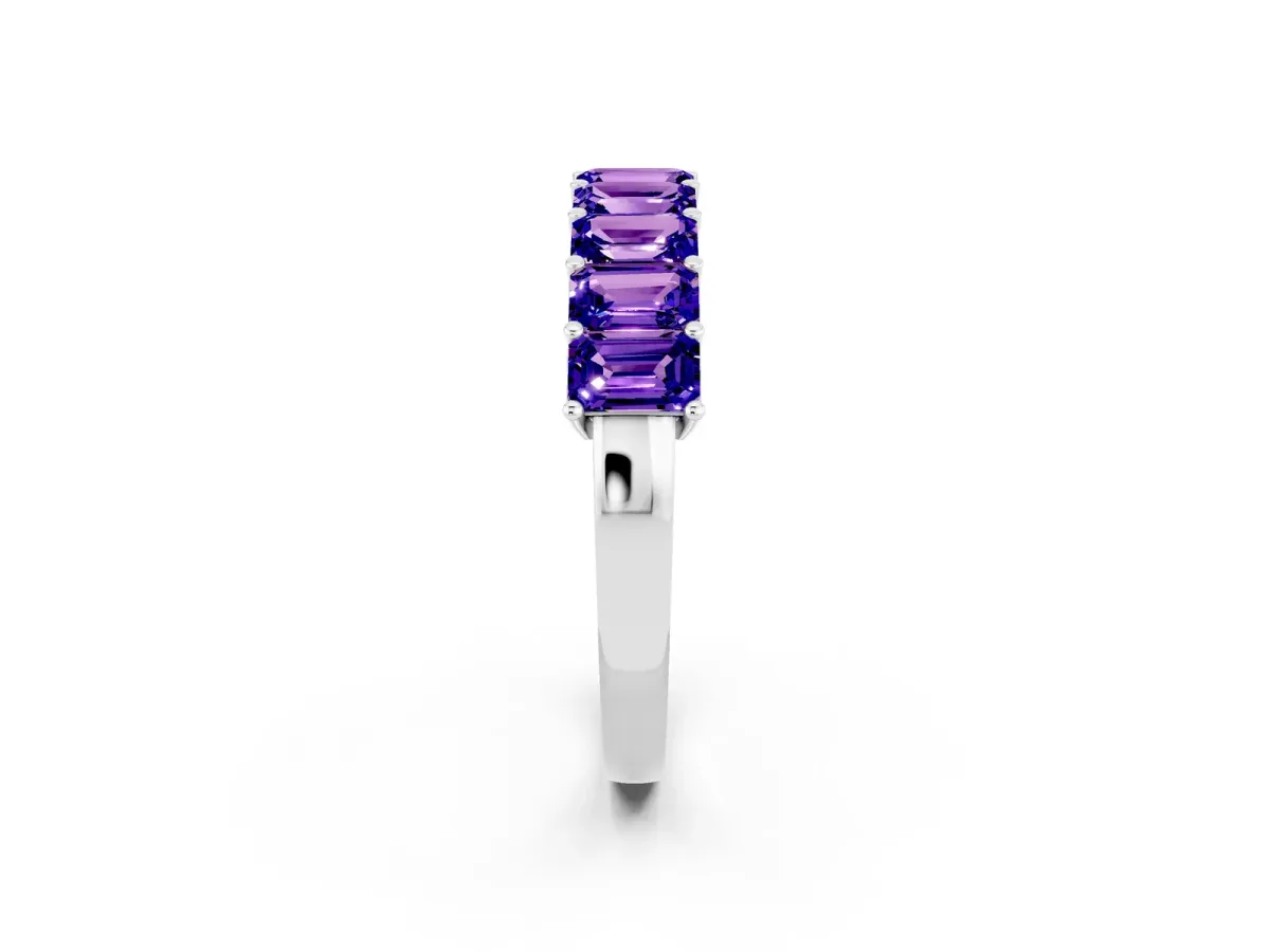 Emerald Cut Tanzanite Prong-Set Eternity Band Platinum