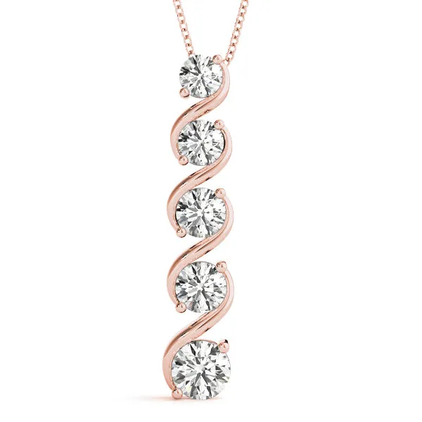 Round Diamond Prong-Set Swirl Pendant Rose gold
