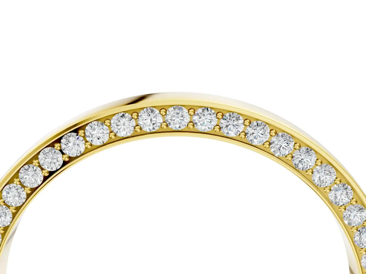 Pavé Round Diamond Channel Set Band Yellow gold