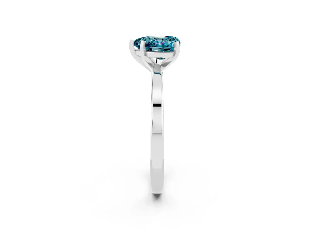 Heart Cut Blue Topaz Solitaire Engagement Ring with Classic Band and Four-Prong Setting Silver