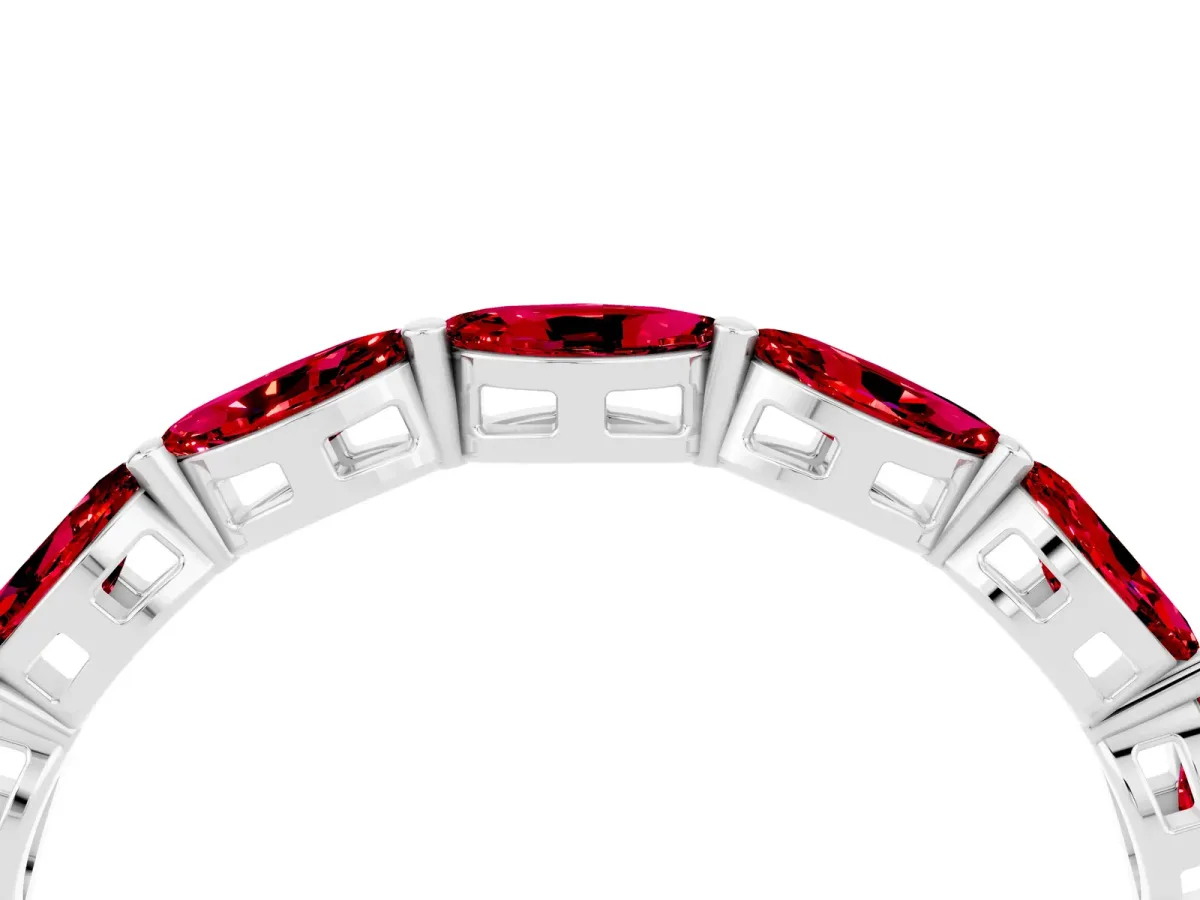 Marquise Ruby Eternity Band with U-Prong Setting Platinum