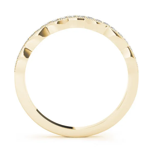 Round Diamond Milgrain Pave Contour Band Yellow gold