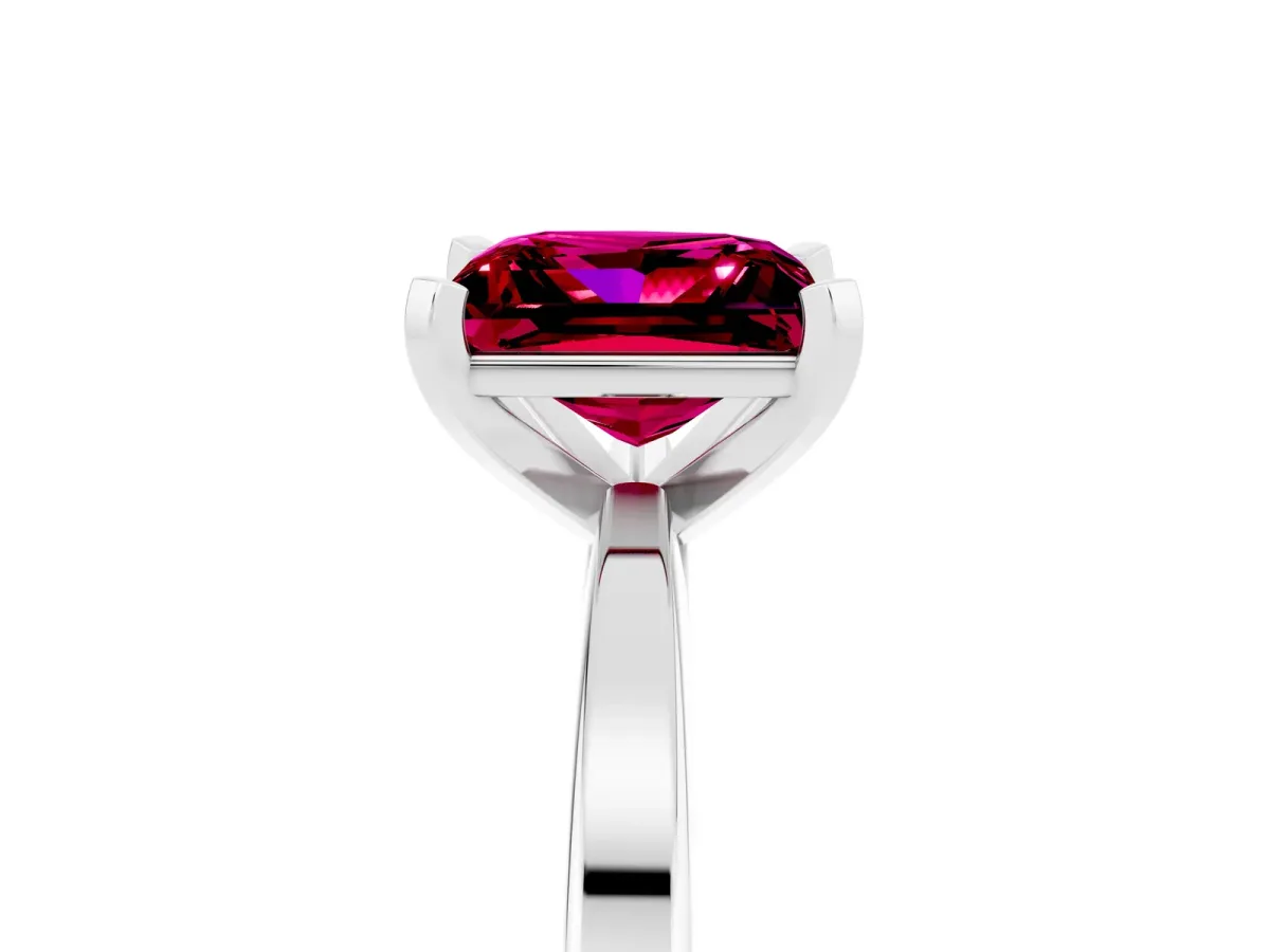 Princess Cut Garnet Solitaire Engagement Ring with Classic Band and Four-Prong Setting Silver