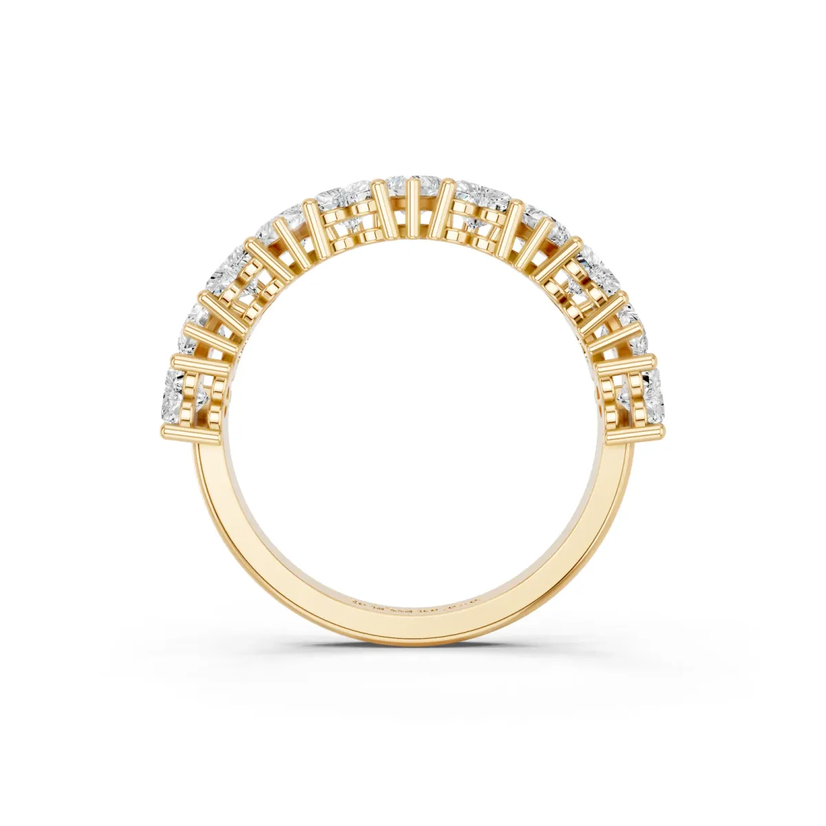 Heart Half Eternity Band with Shared Prong Setting Yellow gold