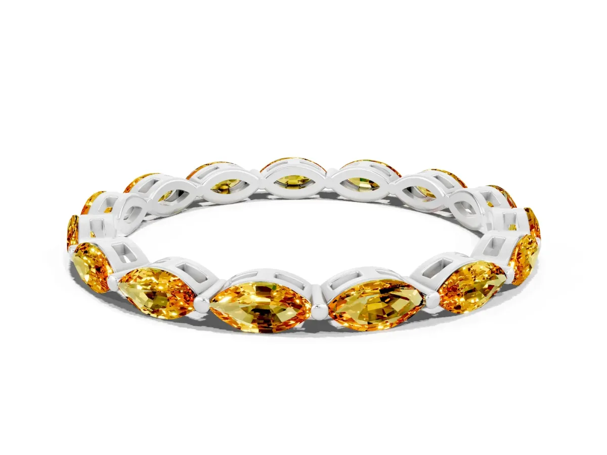 Marquise Citrine Eternity Band with U-Prong Setting White gold