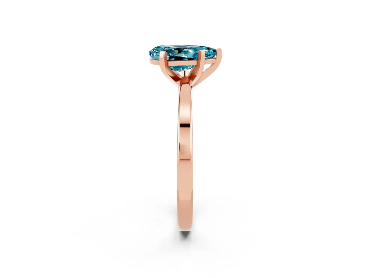 Pear Cut Blue Topaz Solitaire Engagement Ring with Classic Band and Four-Prong Setting Rose gold
