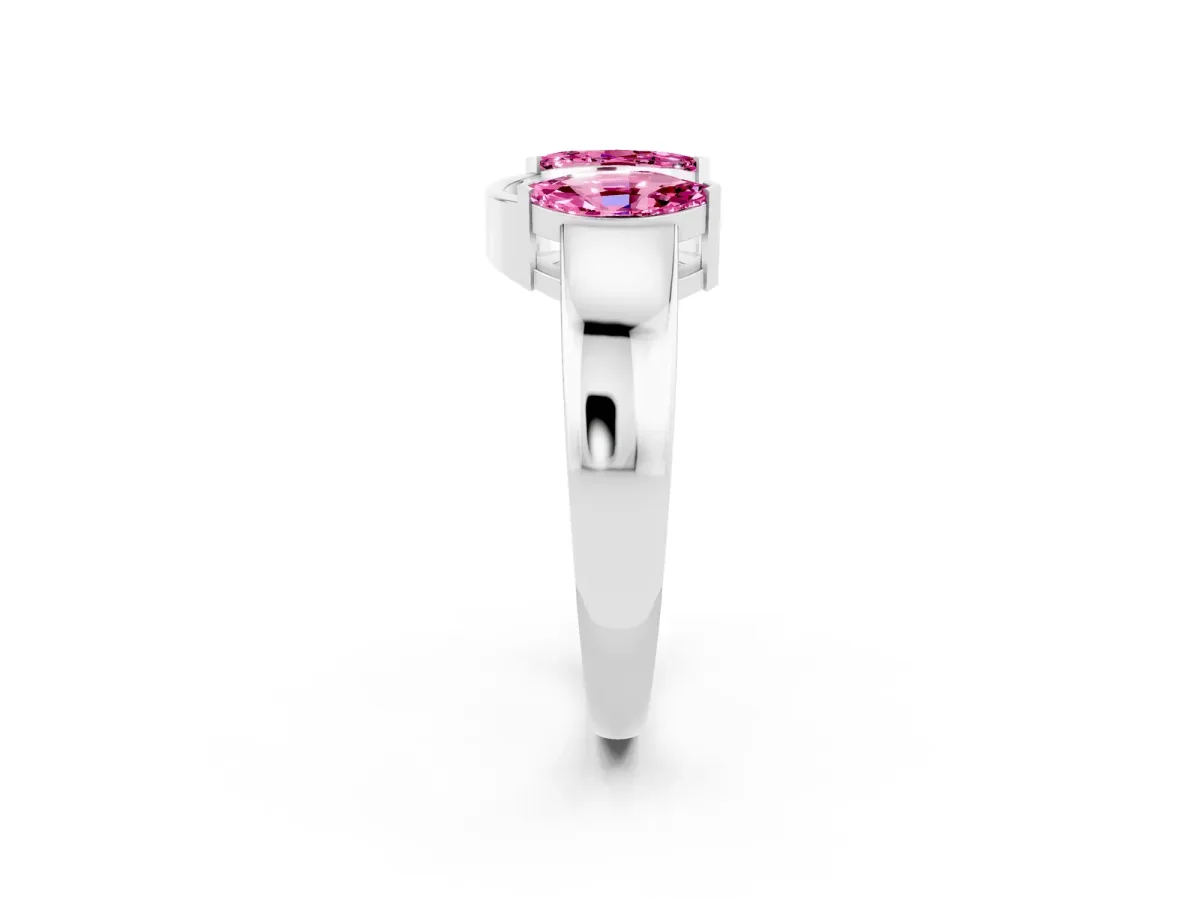 Marquise Pink Sapphire Open Band Ring with Tension Setting White gold