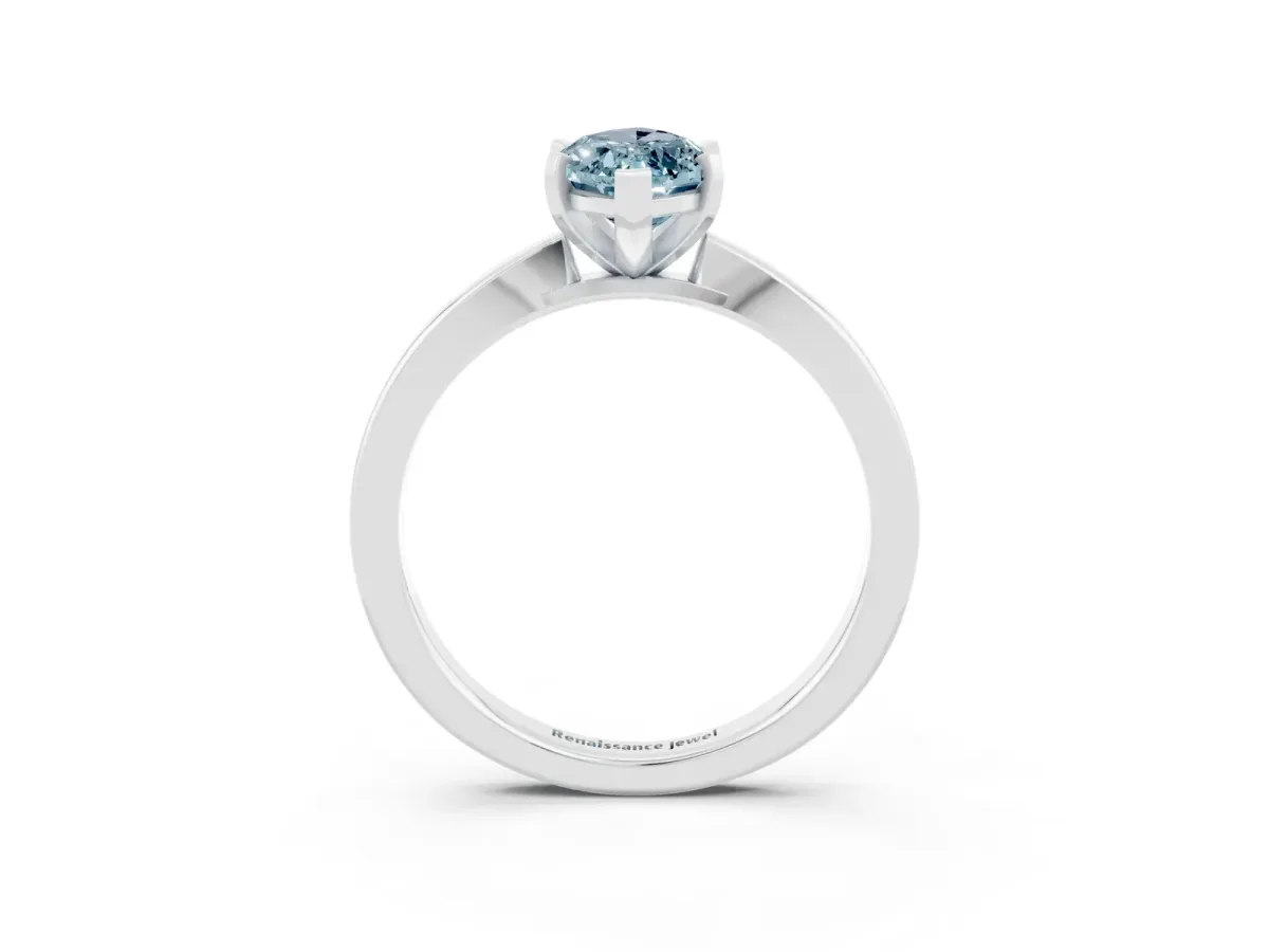 Marquise Cut Aquamarine Solitaire Engagement Ring with Classic Band and Four-Prong Setting Silver