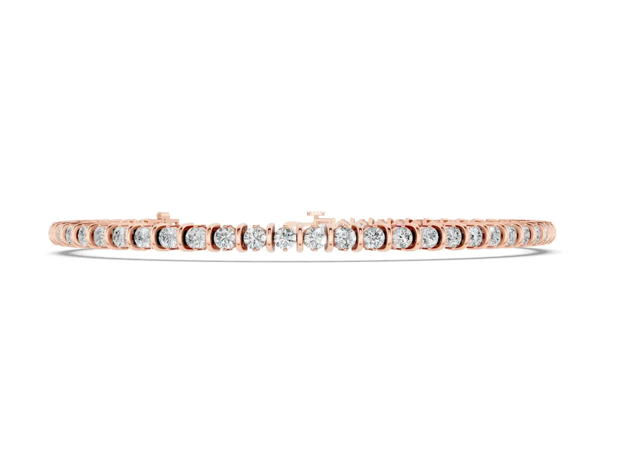 Round Diamond Tennis Bracelet with Channel Setting and Box Clasp Rose gold