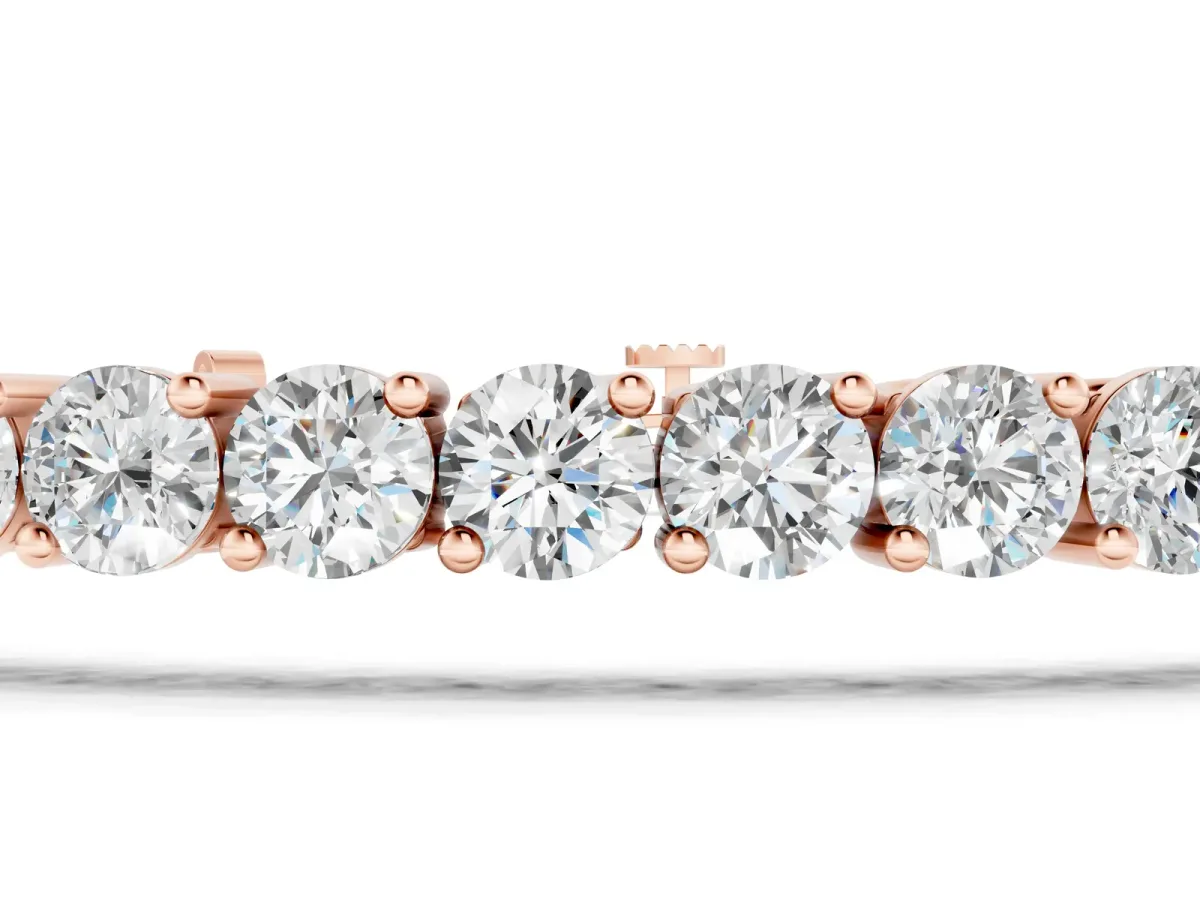 Round Diamond Tennis Bracelet with Prong Setting and Box Clasp Rose gold
