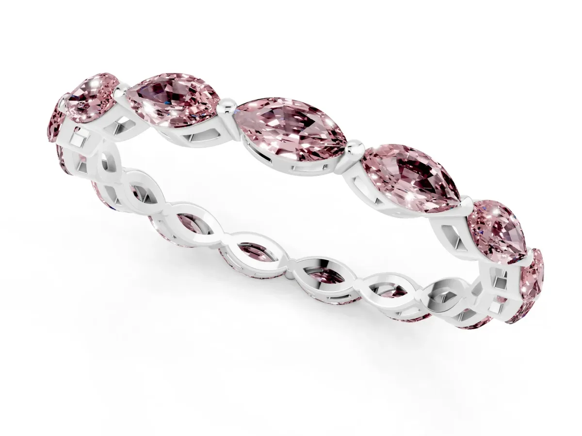 Marquise Morganite Eternity Band with U-Prong Setting White gold
