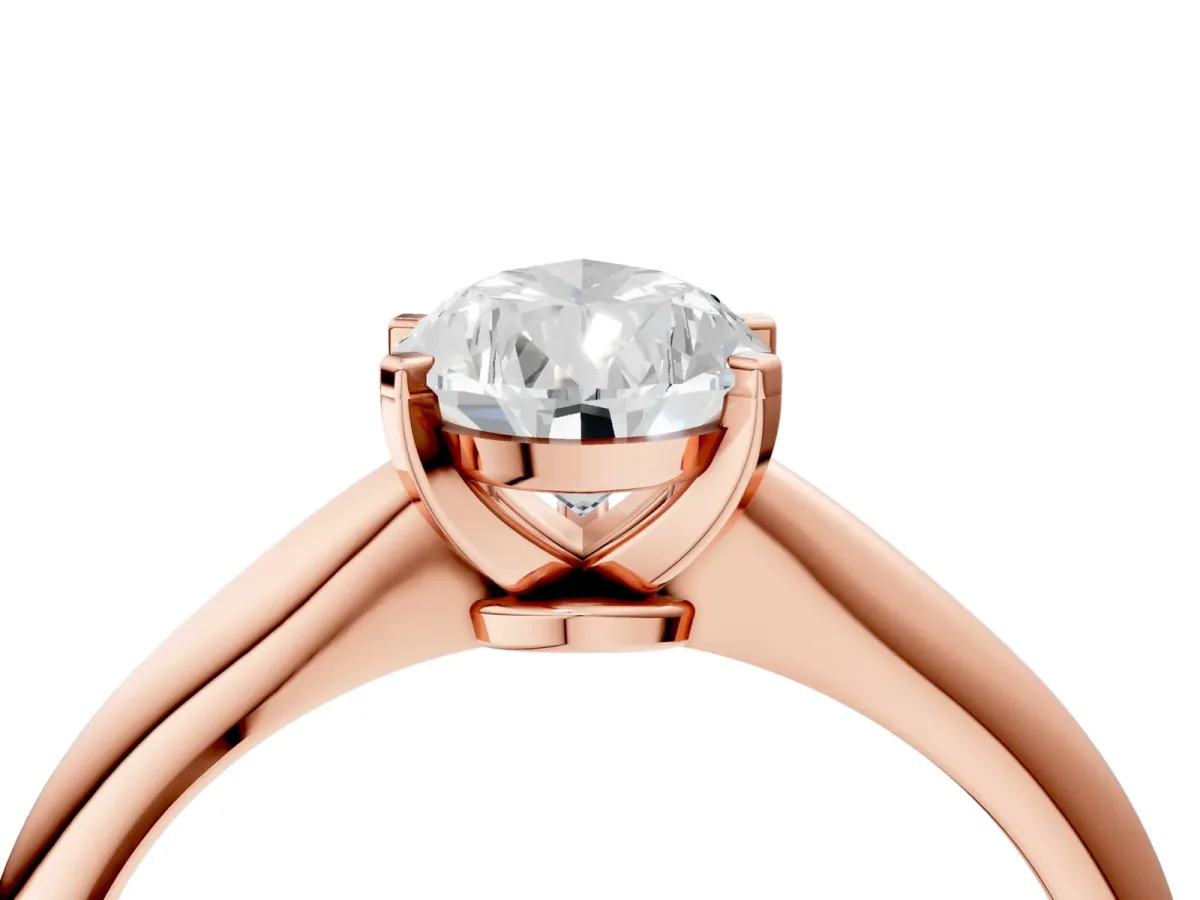 Pear Cut Diamond Solitaire Engagement Ring with Classic Band and Four-Prong Setting Rose gold