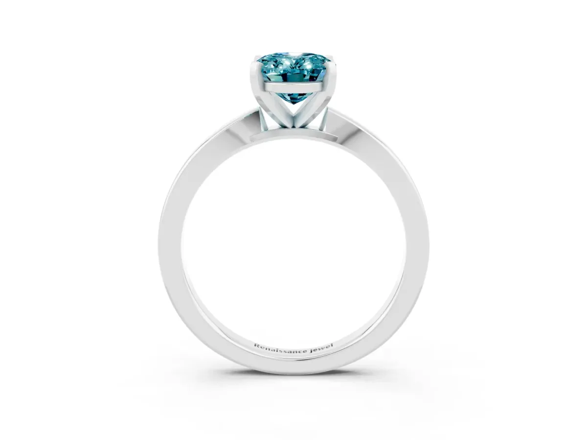 Oval Cut Blue Topaz Solitaire Engagement Ring with Classic Band and Four-Prong Setting Silver