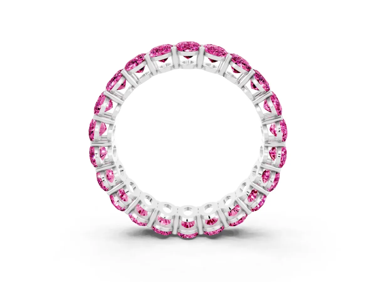 Oval Cut Pink Sapphire Eternity Band with Shared Prong Setting White gold