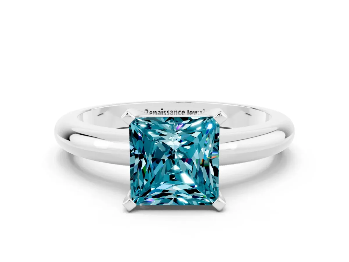 Radiant Diamond Engagement Ring with Pear and Round Side Stones Platinum