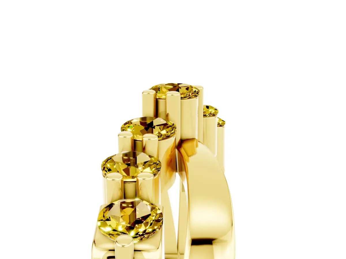 Round Yellow Sapphire Prong-Set Crossover Band Yellow gold